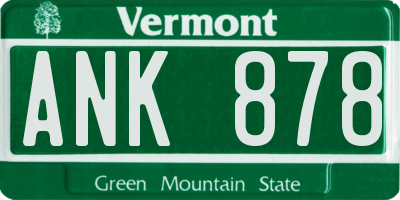 VT license plate ANK878