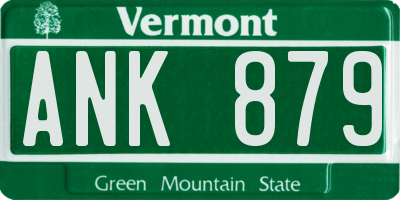 VT license plate ANK879