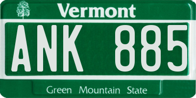 VT license plate ANK885