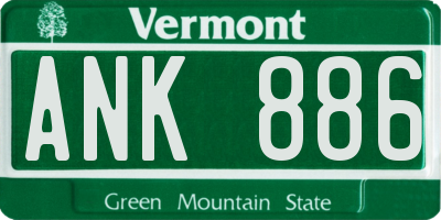 VT license plate ANK886