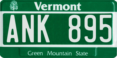 VT license plate ANK895