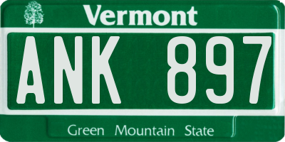 VT license plate ANK897