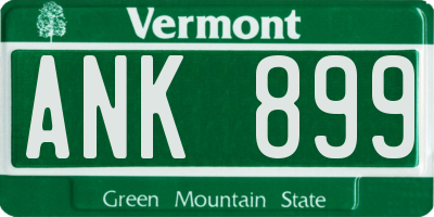 VT license plate ANK899
