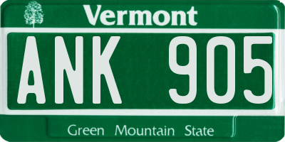 VT license plate ANK905