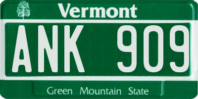 VT license plate ANK909