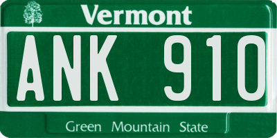 VT license plate ANK910