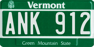 VT license plate ANK912