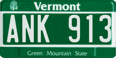 VT license plate ANK913