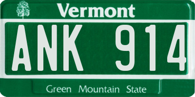 VT license plate ANK914