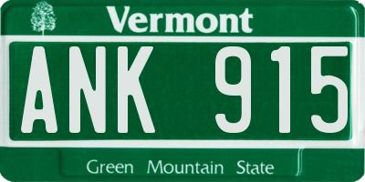 VT license plate ANK915