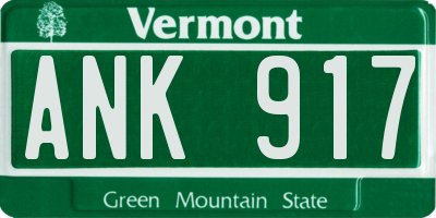 VT license plate ANK917