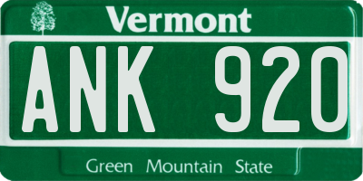 VT license plate ANK920