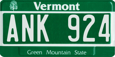 VT license plate ANK924