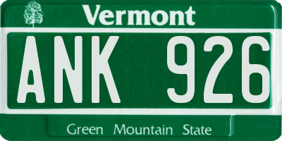 VT license plate ANK926