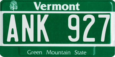 VT license plate ANK927