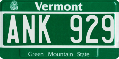VT license plate ANK929