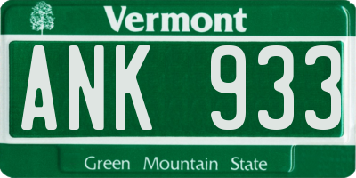 VT license plate ANK933