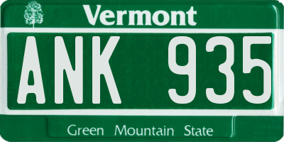 VT license plate ANK935