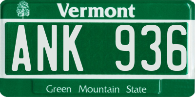 VT license plate ANK936