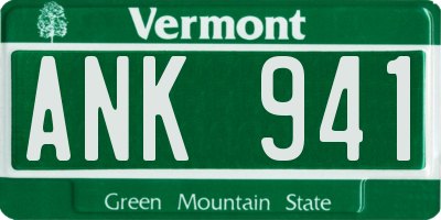 VT license plate ANK941