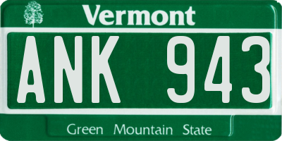 VT license plate ANK943