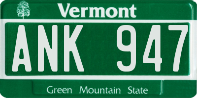 VT license plate ANK947