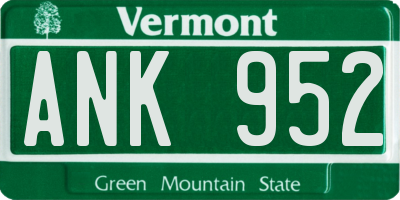 VT license plate ANK952