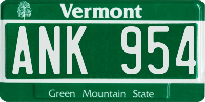 VT license plate ANK954