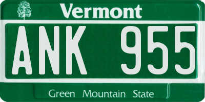 VT license plate ANK955