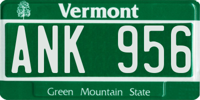 VT license plate ANK956