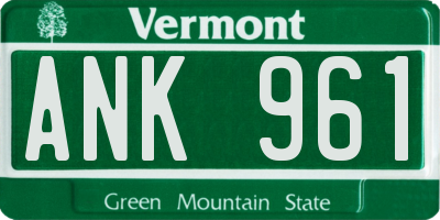 VT license plate ANK961