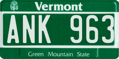 VT license plate ANK963