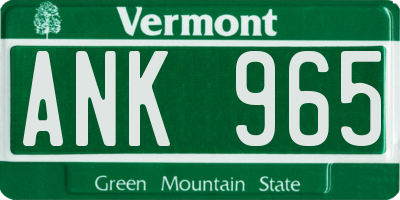 VT license plate ANK965