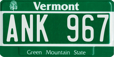 VT license plate ANK967