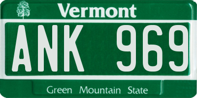 VT license plate ANK969