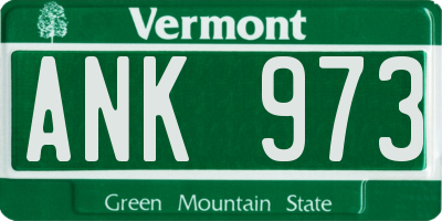 VT license plate ANK973