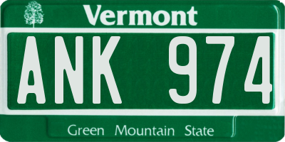 VT license plate ANK974