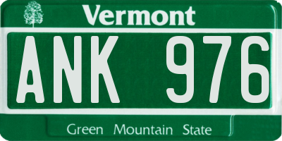 VT license plate ANK976
