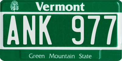 VT license plate ANK977