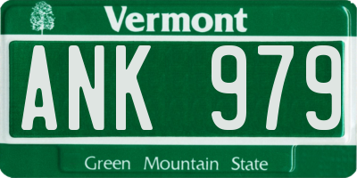 VT license plate ANK979