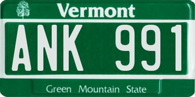 VT license plate ANK991