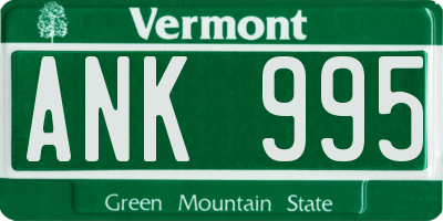 VT license plate ANK995