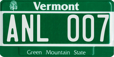 VT license plate ANL007