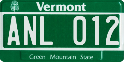 VT license plate ANL012