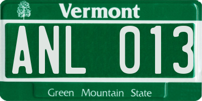VT license plate ANL013