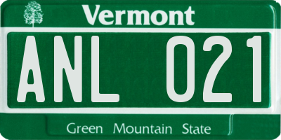 VT license plate ANL021