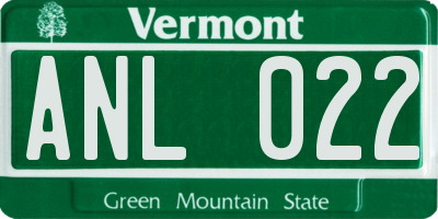 VT license plate ANL022