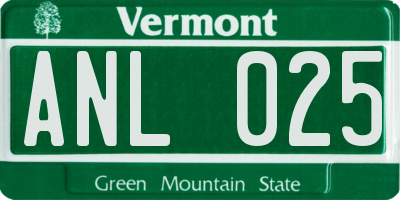 VT license plate ANL025