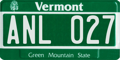 VT license plate ANL027