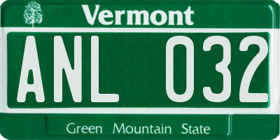 VT license plate ANL032